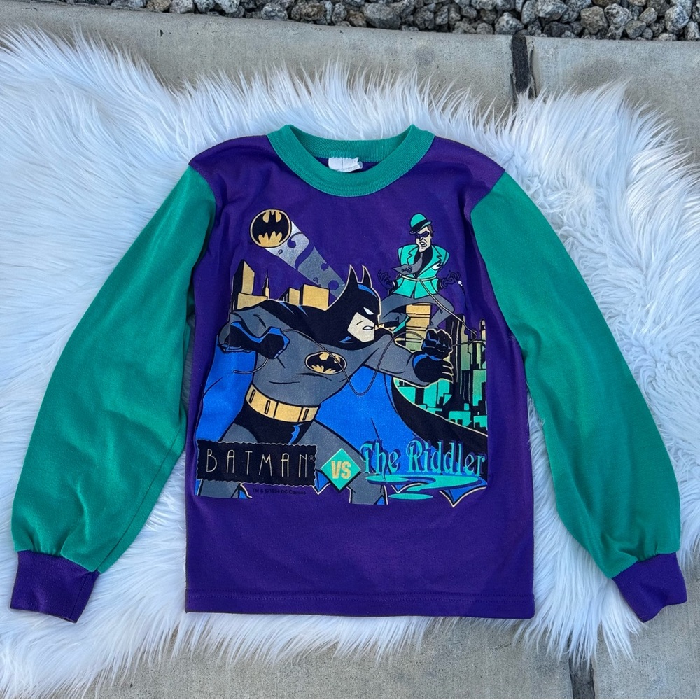 Boys Vintage 1994 DC Comics Batman Vs The Riddler Pajama Top Size 10